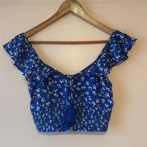 BOG Collective Floral Blue Crop Top